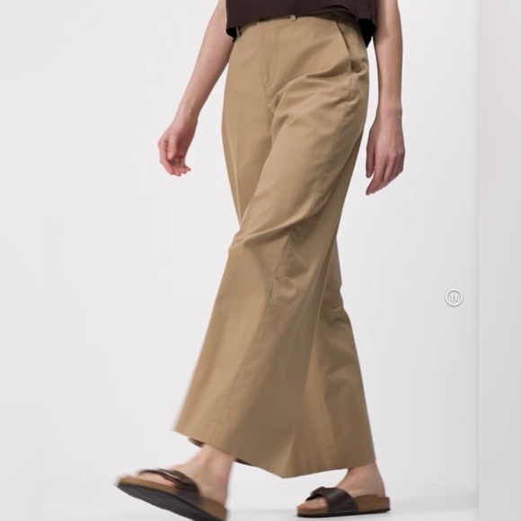 Uniqlo Women Wide Chino Pants Beige Tan NWT Size XS - Picture 3 of 14